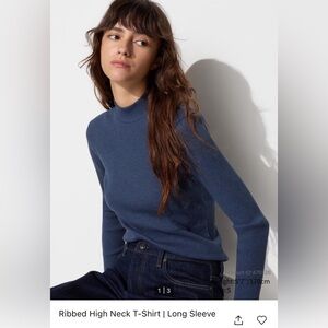 Uniqlo Ribbed Long Sleeve - Navy Blue